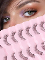 Lashes Natural Look False Eyelashes Wispy 13mm Eye Lashes Pack with Thin Cotton Band C Curl Fake Eyelashes 3D Volume For Daily Siligli Lash 7 Pair