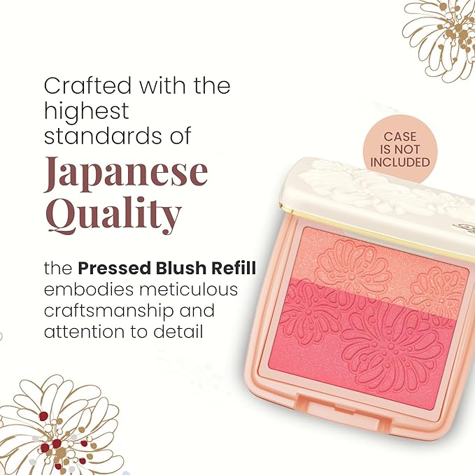Paul & Joe Pressed Blush Palette Refill Only, Case Sold Separately, Oil-Absorbing Blush Powder, Bi-Color Face Blushes with Fitting Veil Powder, Peach Orange and Pink, 04 Petite Betise, 0.17 oz