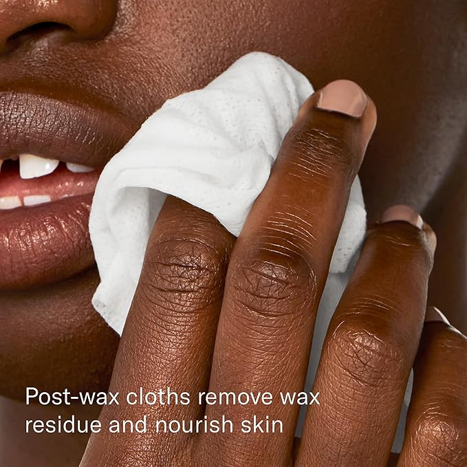 Flamingo Face & Pubic Wax Kit - 44 Wax Strips, 16 Post-Wax Cloths, and Calming Serum - Easy At-Home Hair Removal