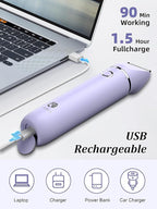 Bikini Trimmer and Shaver Kit for Women - 2-in-1 Wet/Dry Electric Body Hair Trimmer Facial Hair Removal Cordless Waterproof Bikini Shaver Razor for Face Lip Chin Pubic Underarm Legs (Purple)