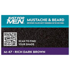Just For Men Mustache & Beard, Beard Dye for Men with Brush Included, With Keratin Biotin Aloe and Coconut Oil for Healthy Facial Hair - Rich Dark Brown, M-47, Pack of 3 (Packaging May Vary)