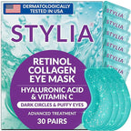 Stylia Under Eye Patches for Puffy Eyes and Dark Circles (30 Pairs) - Marine Collagen Under Eye Mask with Retinol, Vitamin C, Hyaluronic Acid, Pearl Extract - Eye Masks for Dark Circles and Puffiness