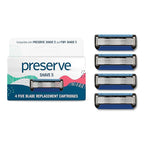 Preserve Five Blade Replacement Cartridges for Shave 5 Recycled Razor, 4 Count