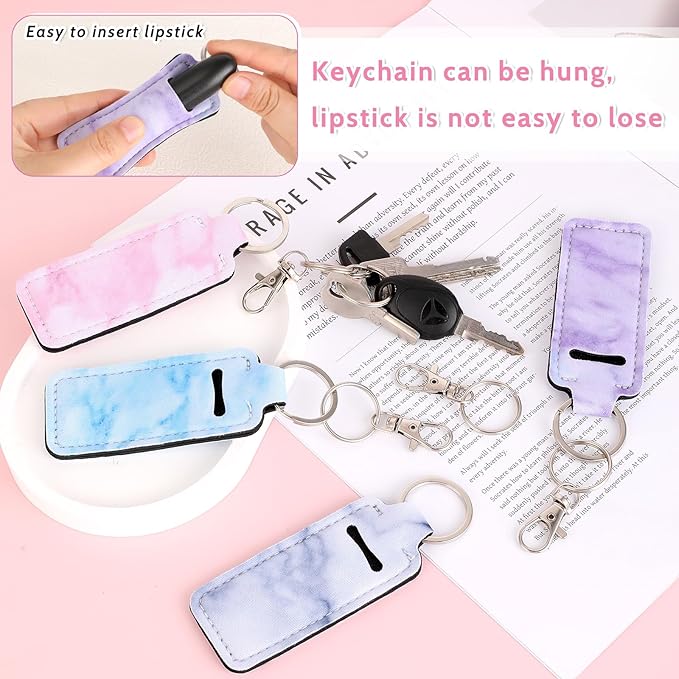 4Pcs Chapstick Holder Keychain, Lip Balm Blue)