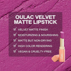 Oulac Violet Soft Matte Lipstick| Lipstick & Blush Duo| Velvet Smooth Lip Stick| Highly Pigmented & Misty Texture| Full Coverage Lip Stains Enriched with Rose Oil| Vegan & Clean Beauty| Y11