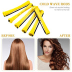48 Pieces Hair Perm Rods Short Cold Wave Rods Plastic Perming Irons Hair Curling Rollers Curlers with Steel Pintail Comb Rat Tail Comb for Hairdressing Styling Supplies(0.28 Inch,Yellow and Orange)