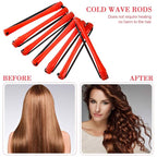 48 Pieces Hair Perm Rods Short Cold Wave Rods Plastic Perming Irons Hair Curling Rollers Curlers with Steel Pintail Comb Rat Tail Comb for Hairdressing Styling Supplies(0.2 Inch,Red)