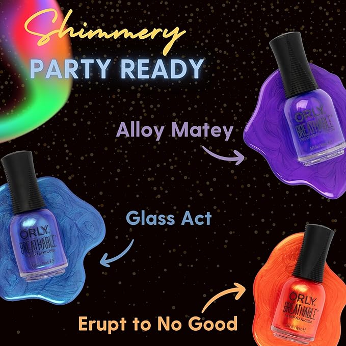 Orly Melting Point Nail Polish Collection | Creme & Shimmer Shades For Party-Ready Nails | Long-Lasting, Full Coverage Formula with Gripper Cap | Vegan & Cruelty-Free (Set of 6)