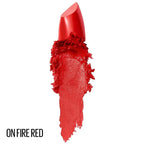 Maybelline Color Sensational Lipstick, Lip Makeup, Cream Finish, Hydrating Lipstick, Nude, Pink, Red, Plum Lip Color, On Fire Red, 0.15 oz; (Packaging May Vary)