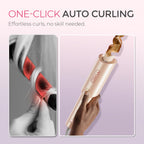 TYMO Automatic Rotating Curling Iron - TYMO CURLPRO Beach Waves Curling Wand, Portable Hair Curler, 500 Million Ionic, Dual Voltage & Lightweight for Travel, Ceramic Coating, 1 Inch, Peach