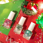 MISS NELLA CHRISTMAS SPARKLE- Peel Off, Odour Free, Water Base & Safe for kids nail polish pack of 3- green (glitter), red & gold (glitter)