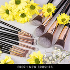 Niré Beauty 15piece Award Winning Professional Makeup Brush Set: Vegan Makeup Brushes with Case, Makeup Sponge, Brush Cleaner, Guide, Gift Box