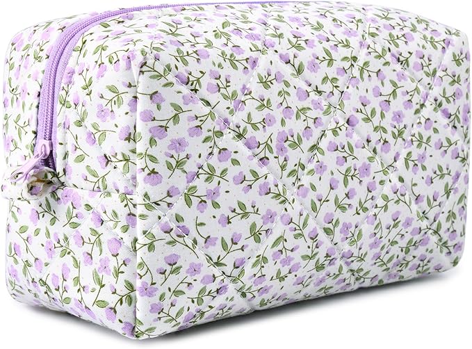 Soidram floral makeup bag quilted