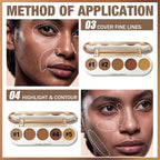 FOCALLURE #GoldenAge 5 in 1 Multi Uses Concealer Palette, 5 Colors Correcting Conceal Palette, Camouflage Contour Palettes for Dark Circles, Face Contouring Highlighter Pallet, BR01 DEEP