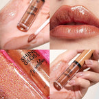 Brown Lip Gloss Women Girls Plumping Lip Gloss Glitter Tinted Lip gloss Oil Plumper Hydrating Long Lasting Moisturizing Non Sticky Makeup lip gloss (05# Nude Brown Shimmer)