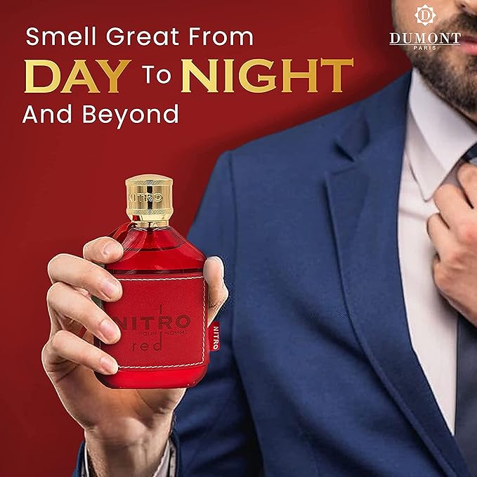 NITRO RED - 3.4oz - Eau De Parfum - Luxury Perfume for Men - Fruit, Woody, Floral & Masculine Fragrance - Long Lasting Cologne Mist & Body Spray - for Him