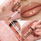 Nude Lip gloss Lip Plumper Gloss Shimmer High Shine Lip Gloss Moisturizing Tinted Lip Gloss Long Lasting Waterproof Lip Oil (02# Nude Shimmer)