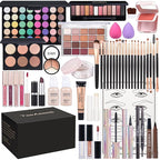 All in One Makeup Kit Makeup Kit for Women Full Kit Multipurpose Makeup ，eyeshadow、 liquid foundation,Loose powder,Eyebrow pencil,4-color lip gloss set