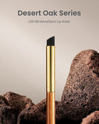 Desert Oak Series VelvetSlant Lip Artist - 45° Slanted Lip Brush for Gradient & Feathered Lips, Ultra-Soft Vegan Nylon, Bubinga Wood Handle (CM 198)