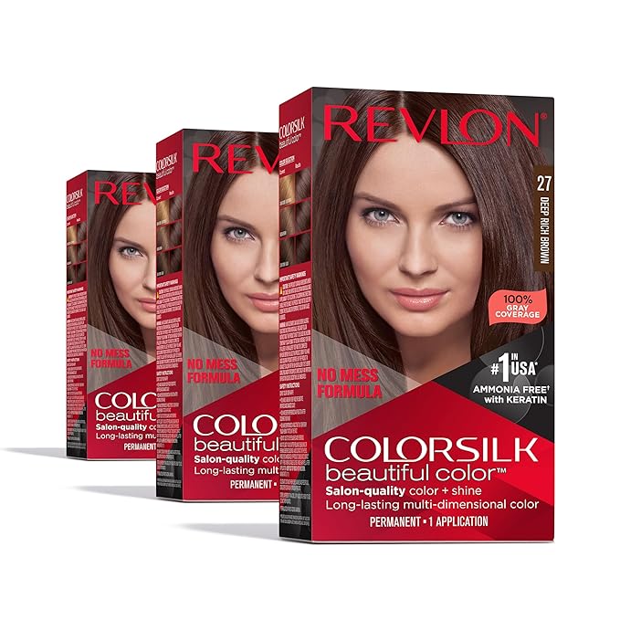 Revlon Colorsilk Beautiful Color Permanent Hair Color, (OLD VERSION) 27 Deep Rich Brown (Pack of 3)