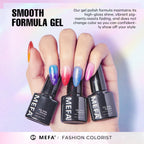MEFA Color Changing Gel Nail Polish Set 6 Colors, Temperature Mood Changed Glitter Blue Pink Purple Red Orange Ombre Soak Off Nail Art Design Kit Manicure Home DIY Gifts for Women Girls