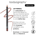 Bodyography Timber Lip Pencil | Lip Liner Pencil with Coconut Oil, Vitamin E & C | Long-Lasting, Matte Liner for Definition & Color | Makeup Essential for Smooth Lip Contour