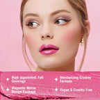 Oulac 3PCS Pink Lipstick Set | Metallic Lipstick, Moisturizing Lipstick, Lip Liner Stick | Smooth & Vegan | Ideal for Makeup Enthusiasts