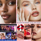 clear Lip Gloss Lip Plumper Gloss Tinted Lipgloss Lip Oil Teens Moisturizing Lipstick Lip Balm High Shine And Vegan Plumping Lip Gloss For Women Girls Long-Lasting Dry Lip Care 01