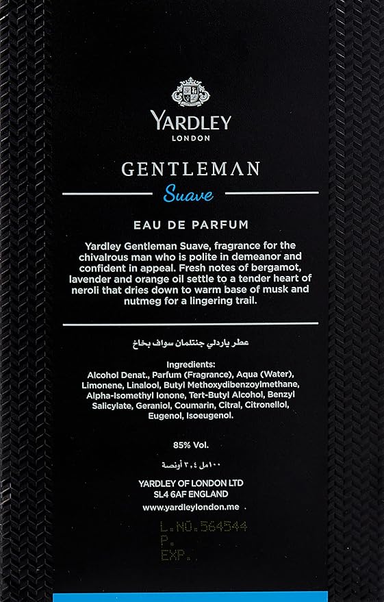 Yardley Yardley Gentleman Suave Eau De Toilette Spray 3.4 Oz for Men By 3.4 Fl Oz