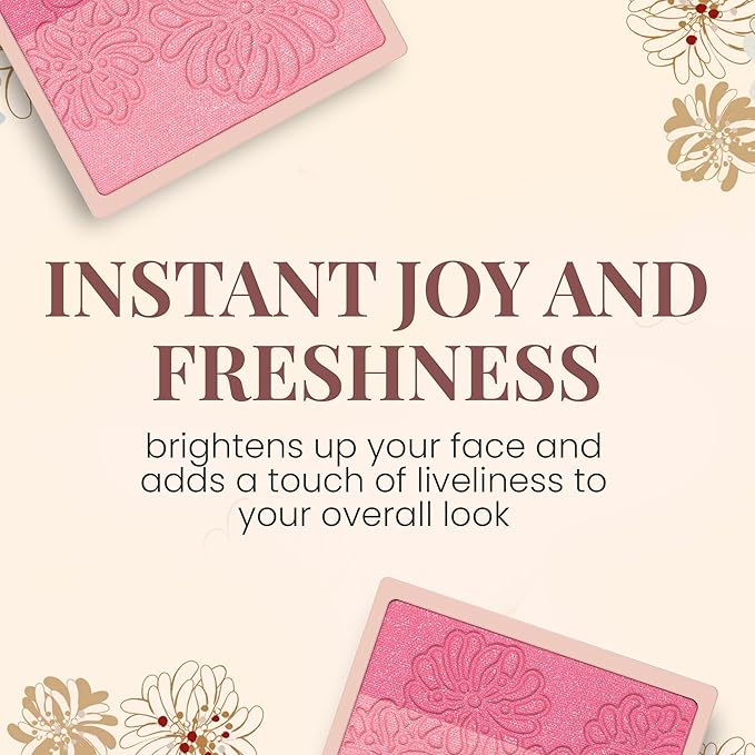 Paul & Joe Pressed Blush Palette Refill Only, Case Sold Separately, Oil-Absorbing Blush Powder, Bi-Color Face Blushes with Fitting Veil Powder, Light Rose and Light Pink, 03 Lit De Princesse, 0.17 oz