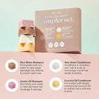 Kitsch Shampoo and Conditioner Set - 4pc Sampler Bars with Rice Water Shampoo and Conditioner, Castor Oil Shampoo & Coconut Oil Conditioner - Bottle-Free Beauty for Hair Growth, Repair & Moisture