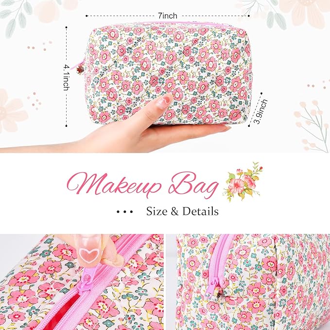 Soidram pink makeup bag floral