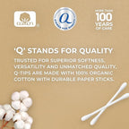 Q-tips Cotton Swabs Organic Swab Ultimate Home and Beauty Tool Made from Organic Cotton, Paper 400 Count(Pack of 4)
