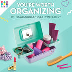 Caboodles Pretty in Petite Makeup Box, Hard Plastic Organizer Box, 2 Swivel Trays, Fashion Mirror, Secure Latch for Safe Travel