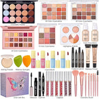 All in One Makeup Kit, Make Up Gift Set for Women, Makeup Kit for Women Full Kit, Includes Foundation Face Primer Eyeshadow Concealer Liquid Blush Lipgloss Eyeliner Mascara Cosmetic Brushes Set
