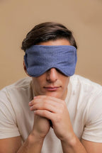 Cottonique Hypoallergenic Sleep Eye Mask made from 100% Organic Cotton (Melange Blue, Free Size)