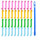 FEPITO 40 Pack Spiral Hair Curlers and Wave Styling Kit - No Heat Curlers and Hooks for All Lengths, 30cm/ 12inch