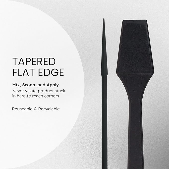 P 200pcs PANA Cosmetic Make Up Disposable Plastic 2.5" Spatulas Skin Care Facial Cream Mask Spatula (BLACK - 200 Pieces in a Box)