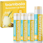 4-Pack Caribbean SPF 15 Lip Balm - Organic Ingredients, Broad Spectrum UVA/UVB Protection - Hydrating & Moisturizing, USA Made