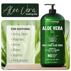 New York Biology Aloe Vera Gel for Face, Skin and Hair - Infused with Tea Tree Oil - From Fresh Aloe Vera Plant - Moisturizing Aloe Vera for Sunburn Relief and Dry Skin - 16.9 Fl Oz - Pack of 2