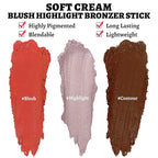 3Pcs Multi-Use Face Makeup Sticks Sets, Blendable Cream