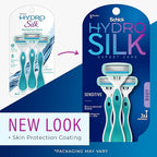 Schick Hydro Silk Sensitive Women's Disposable Razors, 3ct | 5-Blade Disposable Razors for Women Sensitive Skin | Travel Razor for Women