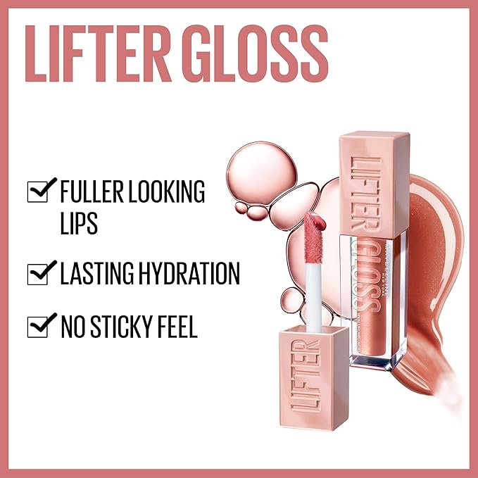 Maybelline New York Maybelline Lifter Gloss Lip Gloss Makeup With Hyaluronic Acid, Heat, 0.18 Fl. Ounce, 014 Heat, 0.18 fluid_ounces (Pack of 2)