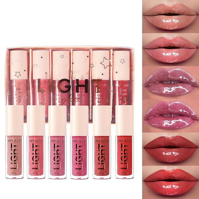 MAEPEOR Moisturizing Lipgloss Set 6PCS Smooth Shiny Lip Gloss Neutral Nude Nourishing Glossy Lipgloss for Women and Girls (Shiny, 6PCS Set B)