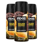 AXE Fine Fragrance Collection Premium Deodorant Body Spray for Men Golden Mango 3 Count With 72H Odor Protection and Freshness Infused with Mango, Mandarin, and Vetiver Essential Oils 4 oz