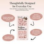 Kitsch Satin Heatless Curling Set – Heatless Hair Curler for Women, Hair Curler to Sleep In - with 2 Satin Scrunchies for Overnight Curls – No Heat Damage Styling with Heatless Curler - Micro Dot