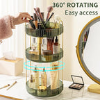 360° Rotating Makeup Organizer, Large-Capacity Skincare Make Up Storage 3 Tier Perfume Organizers Cosmetic Dresser Organizer with Makeup Brush Holder, Fits Bedroom, Bathroom, Vanity Shelf Countertop