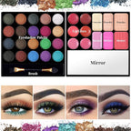 Makeup Set for Women Full Kit - 32 Colors Makeup Palette,5pcs Brushes Set, Mascara & Stamp Liquid Eyeliner, Eyebrow Pen, 2pcs Matte Liquid Lipsticks, 2 Powder Puff, 1 Cosmetic Bag Makeup Gift Set