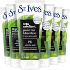St. Ives Blackhead Clearing Face Scrub, Clears Blackheads & Unclogs Pores, Green Tea & Bamboo, Salicylic Acid Acne Treatment Facial Scrub, Moderate Exfoliator with Natural Exfoliants 6 oz, 6 Pack