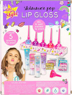 Just My Style Shimmer Pop Lip Gloss, Create 5 Lollipop-Shaped Lip Glosses, Includes Funnel, Empty Lip Gloss Containers, Sweet Lip Gloss Base, Body Glitter & More, DIY Lip Gloss, Multi (208316J)